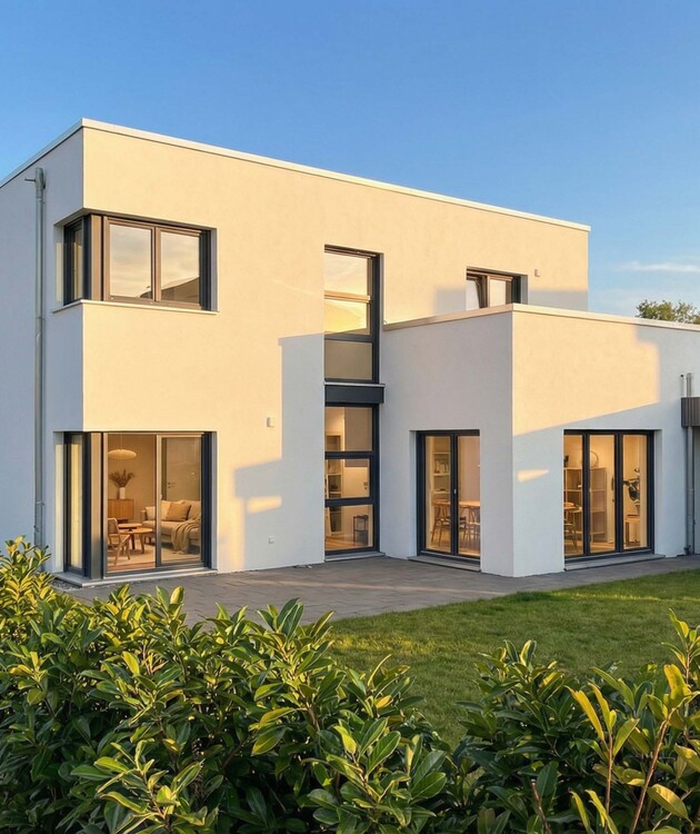 Bauhaus 180 mit modernem Flachdach und Galeriebereich